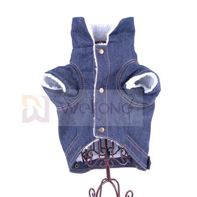 100% Polyberber-Haustier-Denim-Jacken-Winter-Hund blauer Jean Jacket