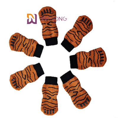 Baumwollespandex gleiten nicht Hundesocken-Nachahmung von Tiger Stripes für Hundetatzen
