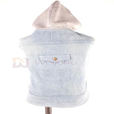 Baumwolldenim-Welpe Hoodie-blaue Weinlese wusch Kleidung XS-XL