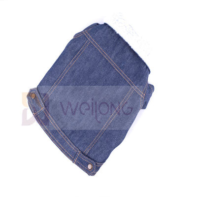 100% Polyberber-Haustier-Denim-Jacken-Winter-Hund blauer Jean Jacket
