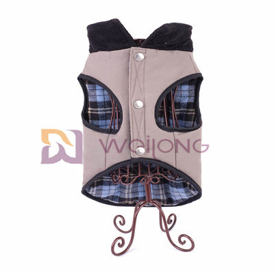 Hochwertiges Baumwollsegeltuch-Hundejacken-Plaid-wahre silberne Knopf-Tasche 100% XS S M L XL