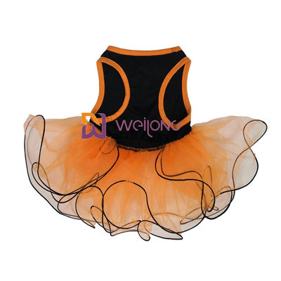 Kürbis-/Schädel-Tulle-Rock-Halloween-Haustier-Kleiderbogen-Dekoration CVC Jersey