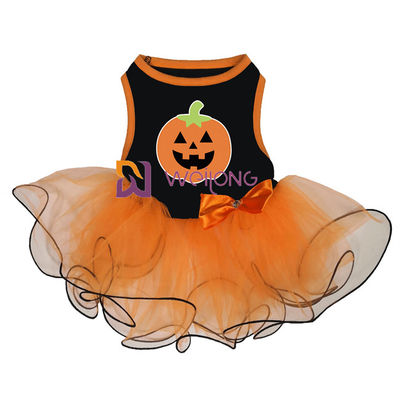 Kürbis-/Schädel-Tulle-Rock-Halloween-Haustier-Kleiderbogen-Dekoration CVC Jersey
