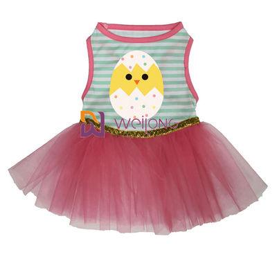 Gutes weibliches Hundekleid des Elastizitäts-Doppelt-Rock-Ostern-Haustier-Kleiderbogen-CVC Jersey 180G