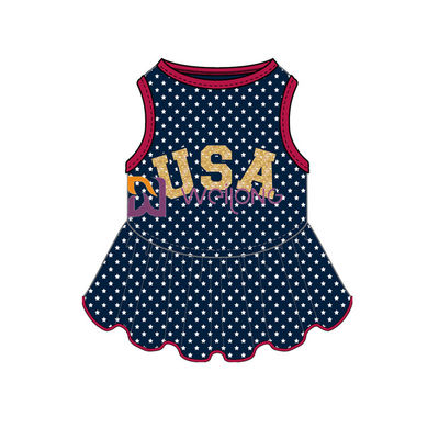Hundekleidermann Funkeln-Druck USA-fertigte Gummistern-CVC Jersey besonders an