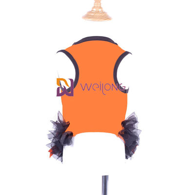 Satin-Band-Bogen-Halloween-Haustier-Kleiderrundhalsausschnitt-Entwurfs-Kürbis-Hundekleid
