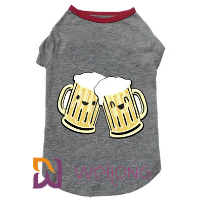 Gummidruck-Bier-Glas-Elastizitäts-Windhund-T-Shirt für Hunde