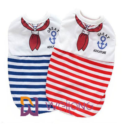 Kundengebundenes Digital-Druck-Seemann-Anchor Stripe Pet-T-Shirt für Welpen-Baumwolle 100%