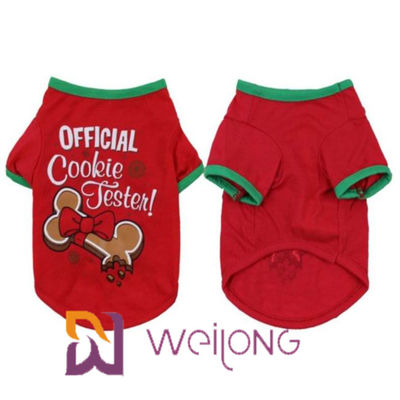 CVC hundeweihnachtst-shirt Jerseys 180G rotes Druckkundengerecht