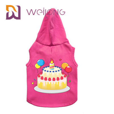 Bunter Gummidruck-Geburtstags-Haustier Hoodie fertigte rosa Hundhoodie besonders an