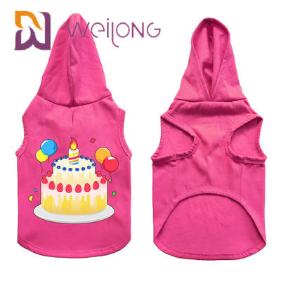 Bunter Gummidruck-Geburtstags-Haustier Hoodie fertigte rosa Hundhoodie besonders an