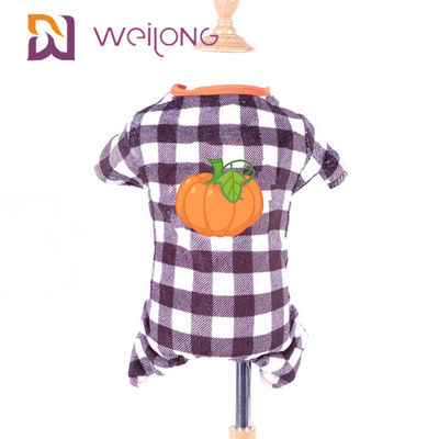 Gummidruck-Kürbis-Vlies-Hundepyjama-Halloween-Plaid-Hundepyjamas