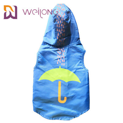 Flausch-Öffnungs-Gummi-Druck-wasserdichter Haustier-Regenmantel blaues XS-XL