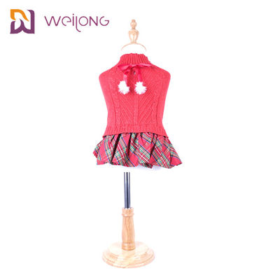 Garn gefärbte Plaid-Hundestrickjacke strickte Wollhundekleidersweatshirt-Kleid
