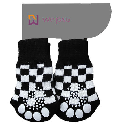 Rauten-Plaid-Muster-starke Hundezugkraft-Socken für Massivholzboden-Antibeleg