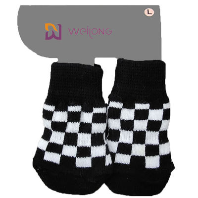 Rauten-Plaid-Muster-starke Hundezugkraft-Socken für Massivholzboden-Antibeleg
