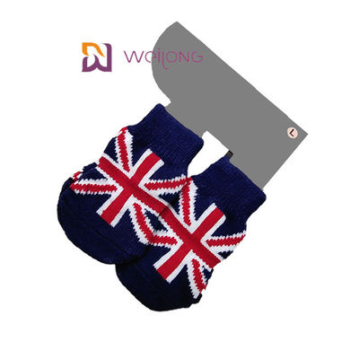 Kundengebundener Baumwolle5% Hunde-Socken-strickender Muster-Union Jacks 95% Spandex