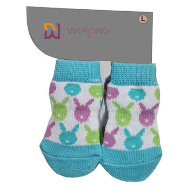 Baumwollespandex-trifft blauer Paw Protector Custom Pet Socks-Hund hart, um Massivholzböden zu schützen